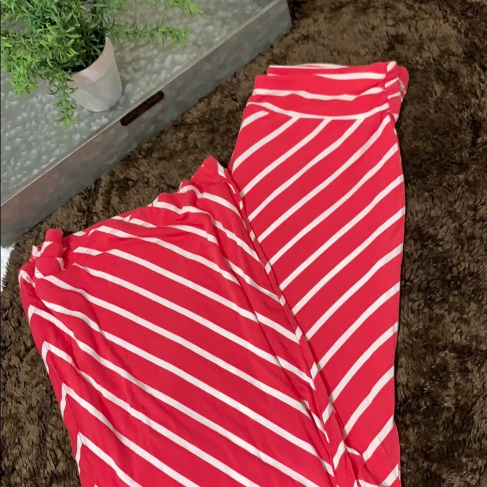 Pink and white striped Maxi Skirt